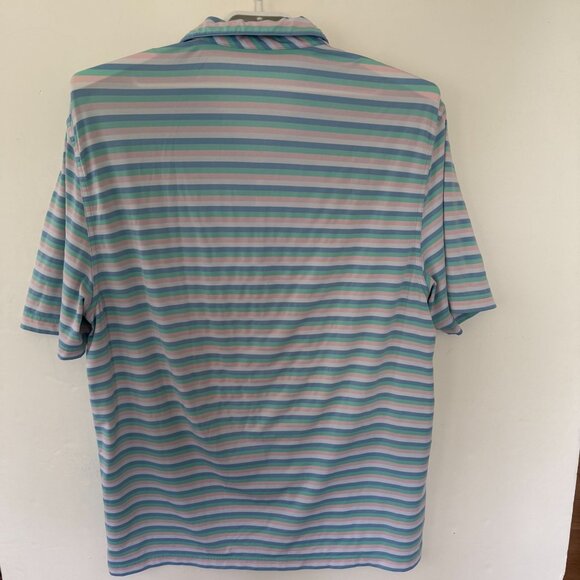 Vineyard Vines Mens Striped Polo Shirt XL Blue Pink Green Performance Stretch Sh - Picture 3 of 5